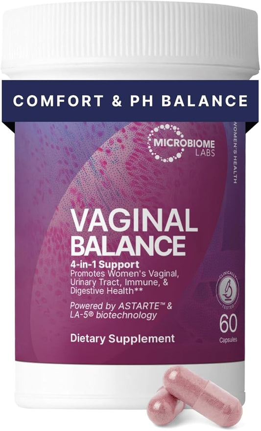 Microbiome Labs Vaginal Balance - Vaginal Probiotics for Women with Lactobacillus Gasseri - Feminine Care to Encourage pH Balance for Women, Reduce Discomfort & Support Gut Health (60 Capsules)