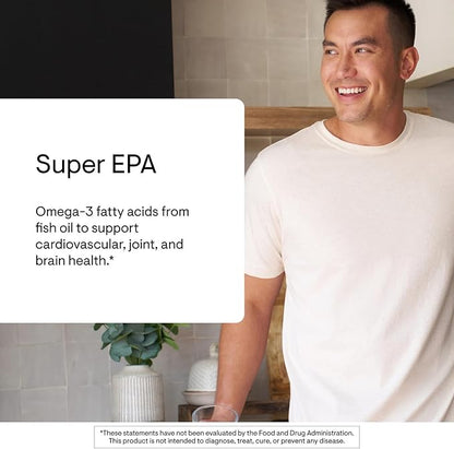 THORNE - Super EPA - Omega-3 Fish Oil Supplement with EPA & DHA from Sustainably Sourced Fish - Supports Brain, Skin, Joint & Heart Health* - Third-Party Certified - Gluten & Dairy-Free - 90 Softgels