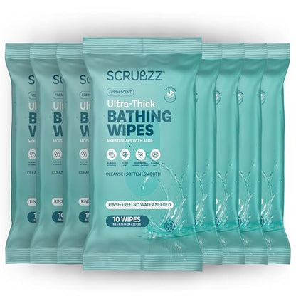 Extra Large Bath Wipes for Adults No Rinse - 80 Disposable Body Cleansing Cloths for Men, Women & Elderly - Great for Gym, Camping, Post Surgery