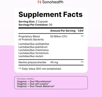 SonoHealth BioBloom Vaginal Probiotics for Women | pH Balance with Prebiotics & Lactobacillus Probiotic Blend Women's Vaginal Health Supplement | Promote Healthy Vaginal Odor & Flora (30 Servings)