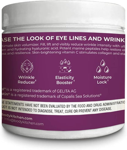 Body Kitchen Collagen + 250 mg Elastin – Supports Skin Hydration, Elasticity & Healthy Aging, Unflavored Powder (30 Servings)