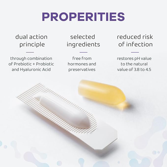 Vaginal Probiotic Suppositories, Prebiotic Infused with Hyaluronic Acid, Tea Tree, and Vitamin C&E, pH Balance Support Formula Fights Dryness, Odor and Discomfort, Restore Feminine Health(12 Counts)