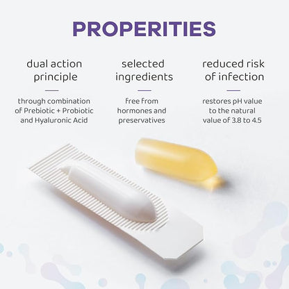 Vaginal Probiotic Suppositories, Prebiotic Infused with Hyaluronic Acid, Tea Tree, and Vitamin C&E, pH Balance Support Formula Fights Dryness, Odor and Discomfort, Restore Feminine Health(12 Counts)