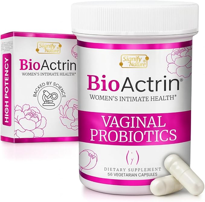 SIGNIFY NATURE Bioactrin Vaginal Probiotics for Women - Bacterial Vaginosis & Yeast Infection Treatment - BV Probiotic - pH Vaginitis Support-28 Pills