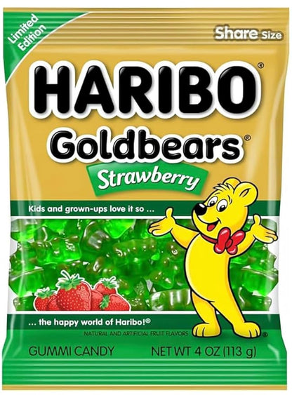 Haribo Gummi Candy | Goldbears Single Flavor Limited Edition | Strawberry, 4 oz. (Pack of 12)