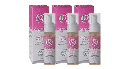 Organic Glide Feminine Body Wash 5 fl oz - Natural Cleansing Mousse with Unique Probiotic Support, pH Balanced, Gentle for Sensitive Skin & Intimate Areas, Refreshing Magnolia Scent (3-pack)