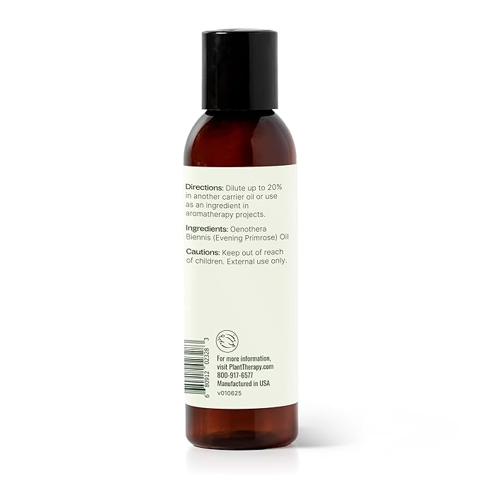 Plant Therapy Evening Primrose Carrier Oil 4 oz Base Oil for Aromatherapy, Essential Oil or Massage use