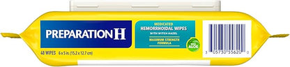 Preparation H Hemorrhoid Flushable Wipes with Witch Hazel for Skin Irritation Relief - 48 Count