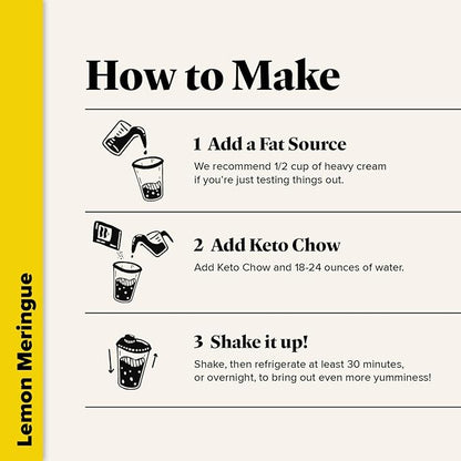Keto Chow Lemon Meringue - Keto Meal Replacement Shake Powder - Nutritionally Complete - Low Carb - Delicious Easy Meal Substitute - Protein Rich You Choose The Fat - Single Meal Sample