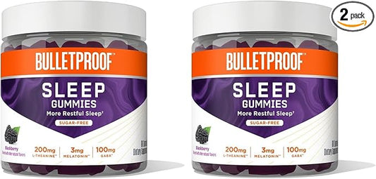 Bulletproof Sugar-Free BlackBerry Flavor Sleep Gummies, 60 Count, Keto Supplement for Sleep Support (Pack of 2)