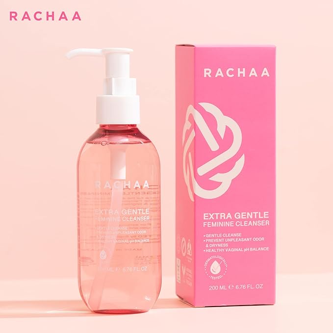 RACHAA Feminine Wash for Women - Gentle Daily Intimate Cleanser for Lightening, Moisturizing, Cleansing with Vitamin C, Tea Tree Oil & Lactic Acid - Sensitive, Hypoallergenic & pH Balance, 6.76 FL.Oz