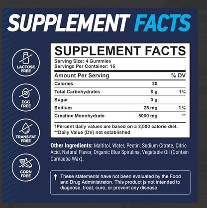 Vita Guard 5000mg Creatine Monohydrate Gummies Formula for Men and Women Ultimate Muscle Builder, Energy Booster & Pre-Workout Supplement (2 Pack)