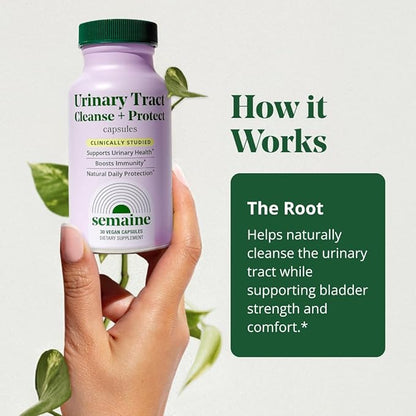 Semaine Urinary Tract Cleanse & Protect – 30 ct, Bladder Support Supplement for Women, Flushes Urinary Tract. Combines Cranberry Proanthocyanidins with Hibiscus.
