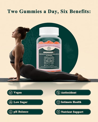 Premium Feminine Balance Gummies for Women - Hawaiian Pineapple pH Balance Probiotic Gummies for Odor and Flora Wellness, Immune Support, Vegan, 60 Count