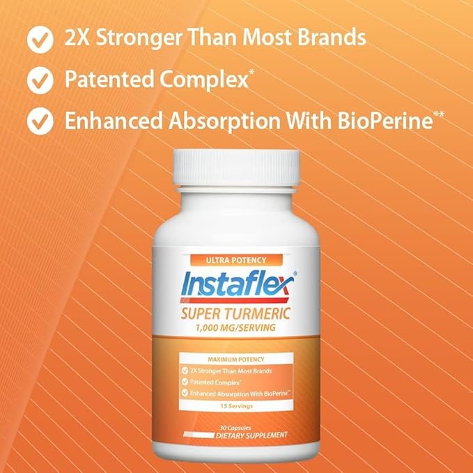 Instaflex Super Turmeric - 1000mg Turmeric Curcumin with BioPerine, Black Pepper Extract, 95% Curcuminoids, 60 Count