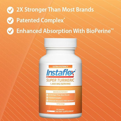 Instaflex Super Turmeric - 1000mg Turmeric Curcumin with BioPerine, Black Pepper Extract, 95% Curcuminoids, 60 Count