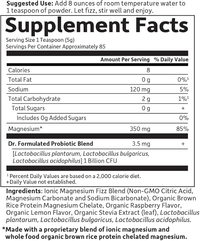 Garden of Life Dr. Formulated,Whole Food Magnesium,Raspberry Lemon,14.9 oz (421.5 g),(Pack of 2)