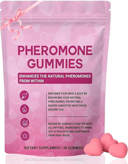 Pheromone Gummies for Women – Enhance Natural Scent & Confidence Support, Strawberry Flavor, 60 Gummies
