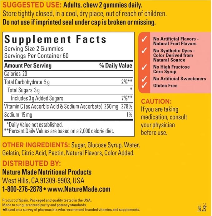 Adventure Home Vitamin C 250 mg Gummies Dietary Supplement 120 Count+Better Guide Vitamins Supplements