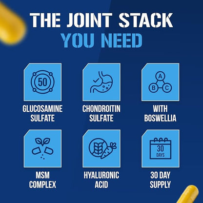 Evlution High Absorption Joint Support Supplement FLEXMODE Joint Supplement with Advanced Joint Vitamins Including Glucosamine Chondroitin MSM Boswellia and Hyaluronic Acid - 30 Servings