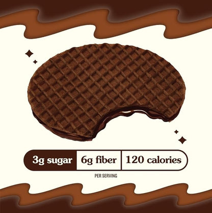 Rip Van Wafels Chocolate Brownie Stroopwafels - Healthy Snacks - Non GMO Snack - Keto Friendly - Office Snacks - Low Sugar (3g) - Low Calorie Snack - 1.16 Ounce (Pack of 12)