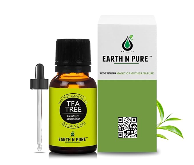 Earth N Pure Tea Tree Essential Oil Steam Distilled, Natural and Therapeutic Grade for Scalp & Skin Care with Glass Dropper | 15 ML