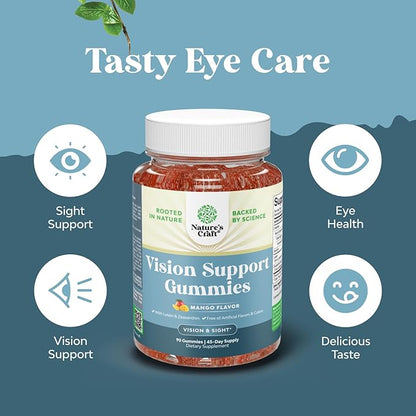 Zeaxanthin Plus Lutein Gummies for Adults - Potent Eye Vitamins for Vision and Blue Light Protection - Daily Gummy Lutein Eye Health Supplements for Adults Dry Eyes and Eye Strain Support - 90 Count