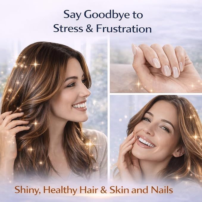 Biotin Hair Skin Nails Gummies: Daily Beauty Supplement for Women Experiencing Stress-Related Hair Thinning, Supports Strong Nails & Healthy Skin, 60 Count, Strawberry Flavor
