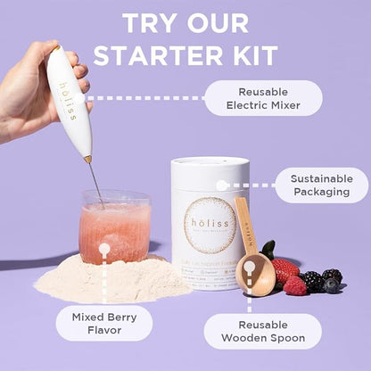 Daily Gut Health Kit – 6-in-1 All Natural Supplement, Bloat & Gas Aid, GI Lining Repair, IBS Support – Lemon Balm, L-Glutamine, PepZinGI, Mixed Berry, 30 Servings, Electric Mixer & Spoon