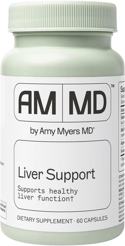Amy Myers MD Liver Support - Comprehensive Liver Support Health Formula - Herbal Supplement with Milk Thistle & Selenium - Gentle Support for Liver Health & Bile Flow - 60 Capsules (60 Servings)