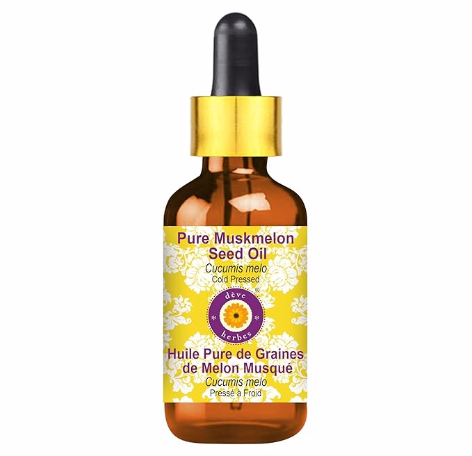 dève herbes Pure Muskmelon Seed Oil (Cucumis melo) with Glass Dropper Cold Pressed 15ml (0.50 oz)
