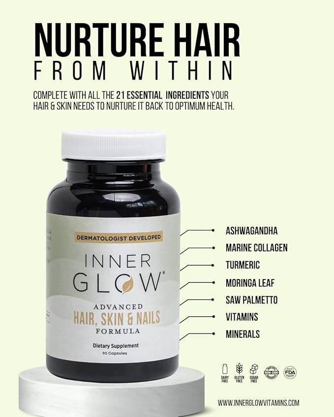 Advanced Hair, Skin & Nails Vitamins – Doctor-Developed Hair Supplement with Biotin, Collagen Peptides, Vitamin D & B12 – Clinically Tested 12-Week Results, Made in USA, Non-GMO