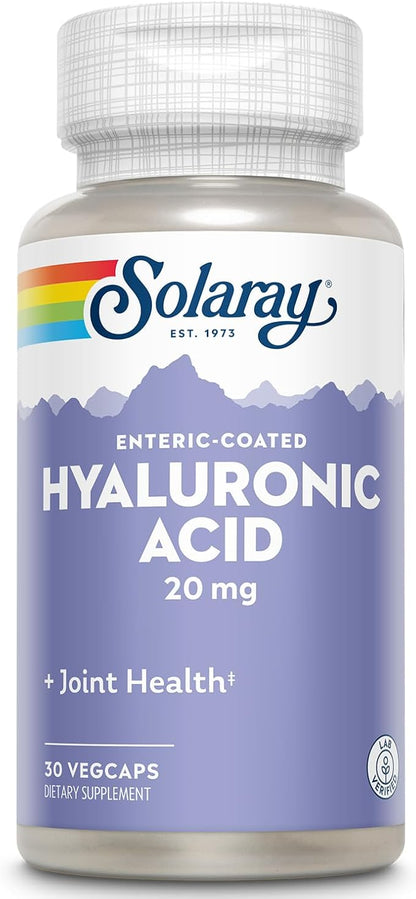 SOLARAY Hyaluronic Acid | Helps Support Healthy Joint Comfort and Skin Health | with Vitamin C | 30 VegCaps