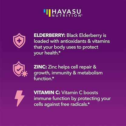Elderberry Gummies for Kids with Zinc and Vitamin C - Immune Support Supplement for Children - 60 Count, Vegan, Berry Flavor - Convenient Daily Defense with Antioxidants and Essential Nutrients
