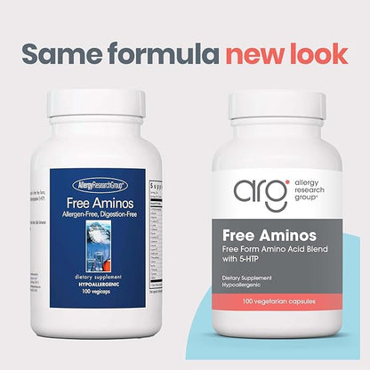 Allergy Research Group Free Aminos Supplement - Lean Muscle Mass Support, Vegetarian Capsules - 100 Count