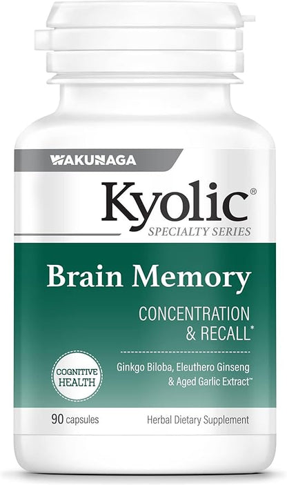 Kyolic Specialty Series Brain Memory, for Concentration & Recall*, 90 Capsules