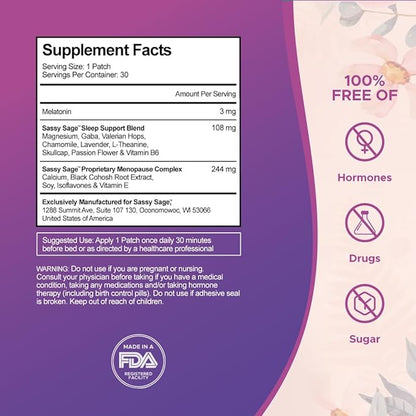 Cooling Sleep Patch with Melatonin for Menopause Relief, Hot Flash Relief & Night Sweats | Menopause Patches for Women - Cooling Patch for Hot Flashes, Menopause Cooling Product for Better Sleep