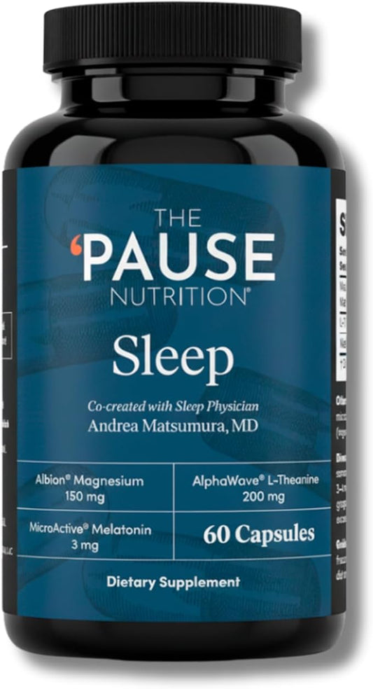The 'Pause Life Sleep Supplement, Non Habit Forming Nighttime Blend of Magnesium, MicroActive Melatonin, & L Theanine, Sleep & Relaxation Support for Men & Women, Gluten Free, 60 Capsules, 30 Servings