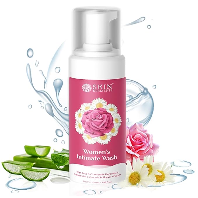 Skin Elements Intimate wash for Women 120 ml | with Rose Water, Chamomile, Calendula & Aloe Vera Extracts | Controls Bad Odor & Skin Discomforts | Restores the pH balance