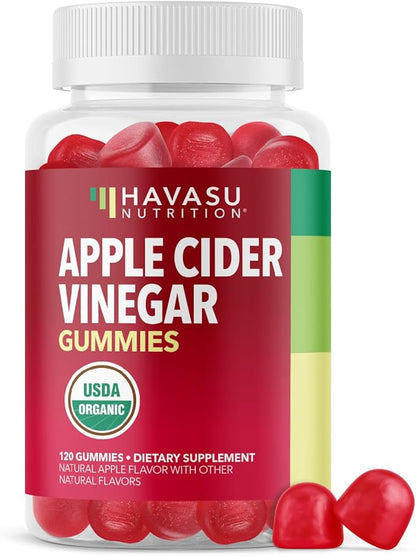 Apple Cider Vinegar Gummies - Organic ACV Vitamins for Digestive Health, Metabolism & Gut Support - 120 Count - Vegan, Non-GMO, Gluten-Free - Delicious Flavor & No Harsh Taste - 2 Month Supply