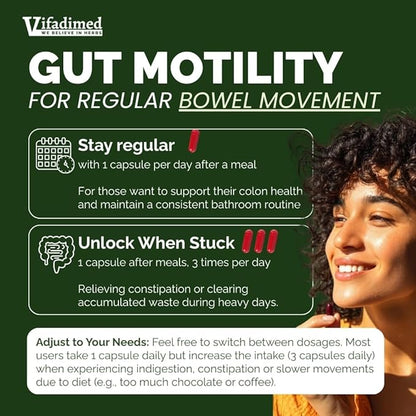 Rhubarb,Gut Motility Activator for Bowel Movement and Regularity,Constipation Relief,Bloating & Gas Relief,Mucus Production Assist,Lining & Microbiome Support, 45 Capsules