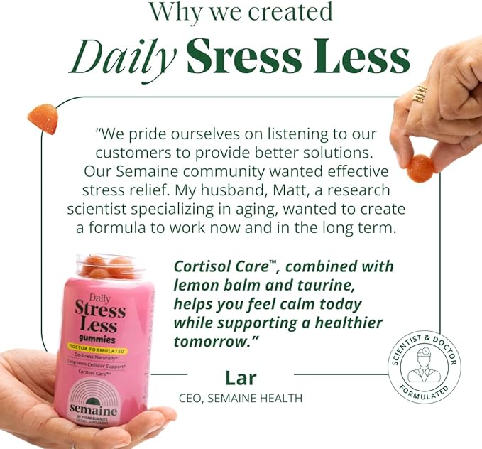 Semaine Stress Less Gummy with Cortisol Care™ 60 Count – Daily Support for Stress, Mood & Sleep