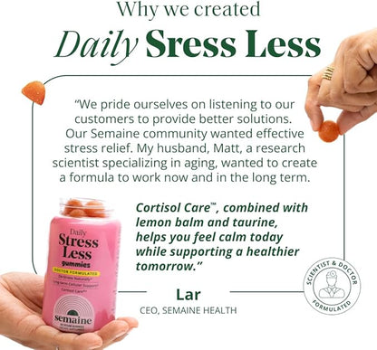Semaine Stress Less Gummy with Cortisol Care™ 60 Count – Daily Support for Stress, Mood & Sleep