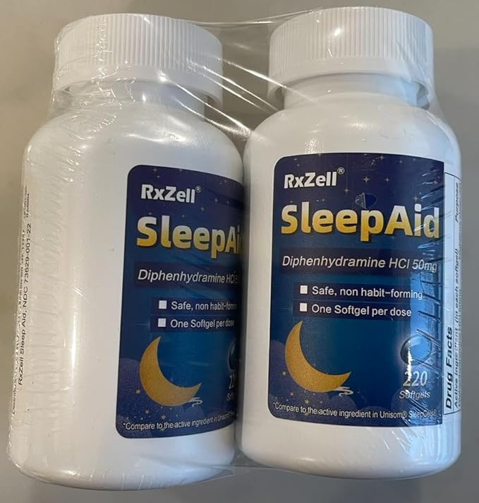 Sleep Aid, Diphenhydramine Softgels 50mg, Easy-to-Swallow, Supports Deeper Restful Sleeping, Non Habit-Forming (220 Counts | Pack of 2)