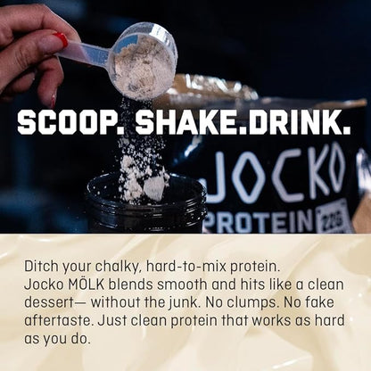 Jocko Fuel Whey Protein Powder, Strawberry Milkshake, 22g Protein, Digestive Enzymes + Probiotic Blend, No Sugar Added, with Essential Amino Acids + Electrolyte Minerals, 27 Servings