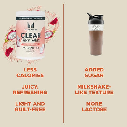 Myprotein Clear Whey Isolate Protein Powder, 35 Servings (1.9lbs) Tropical Dragonfruit, 20g Protein per Serving, Naturally Flavored Drink Mix, Daily Protein Intake for Superior Performance