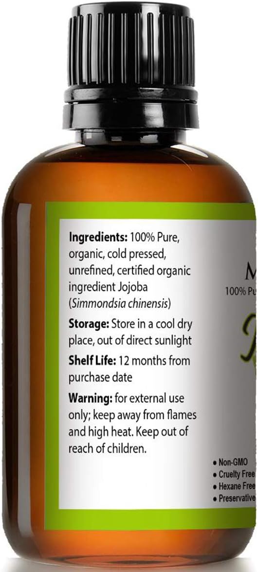 Pure Carrier and Essential Oils for Skin Care, Hair, Body Moisturizer for Face-Anti Aging Skin Care (Jojoba Oil Organic, 4oz)