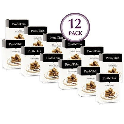 Proti-Thin High Protein Mocha Wafer Squares, 15g Protein, Low Calorie, Low Sugar, Aspartame Free, Diet Wafer Bars, Healthy Snack, 2 Wafers per Serving, 5 Count Box (6 Boxes - Save 10%)