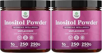 Premium Inositol Powder - Fertility Support Supplement - Restore Hormone Balance & Clarity - Provides Ovarian Support - USP Grade Inositol Supplement for Women - Mood Booster - 250g - 2 Pack