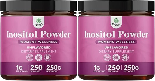 Premium Inositol Powder - Fertility Support Supplement - Restore Hormone Balance & Clarity - Provides Ovarian Support - USP Grade Inositol Supplement for Women - Mood Booster - 250g - 2 Pack